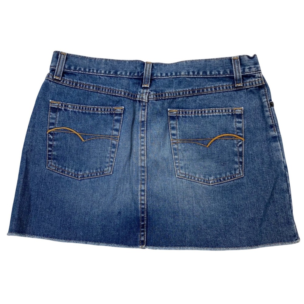 American Eagle Denim Mini Skirt Womens 8 Blue Raw Hem Y2K Boho Cotton Skirt